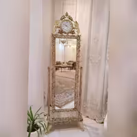 آینه قدی متحرک ساعت دار، جنس آلیاژ آلومینیوم با آبکاری برنز