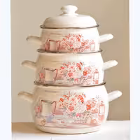 ست قابلمه لعابی دور استیل