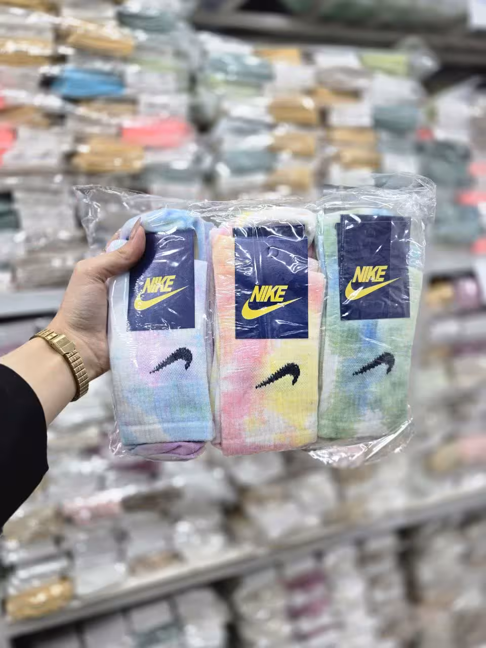 جوراب ساقدار کش انگلیسی اسپرت آبرنگی طرح نایک کد 1805 (12جفتی)