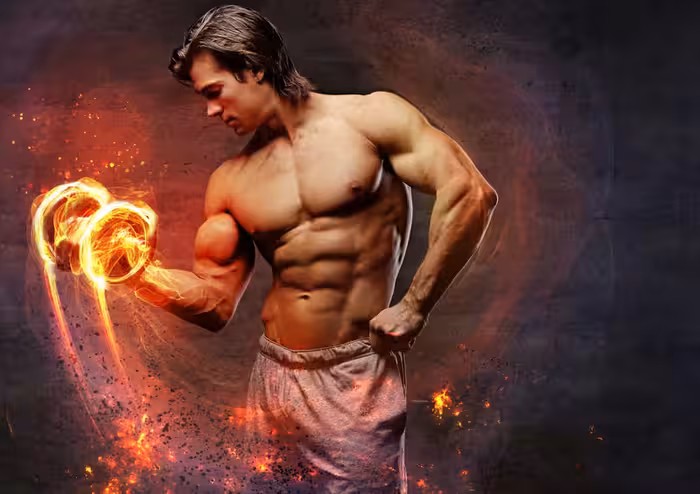 پوستر دیواری طرح بدنسازی جلو بازو دمبل آتشین