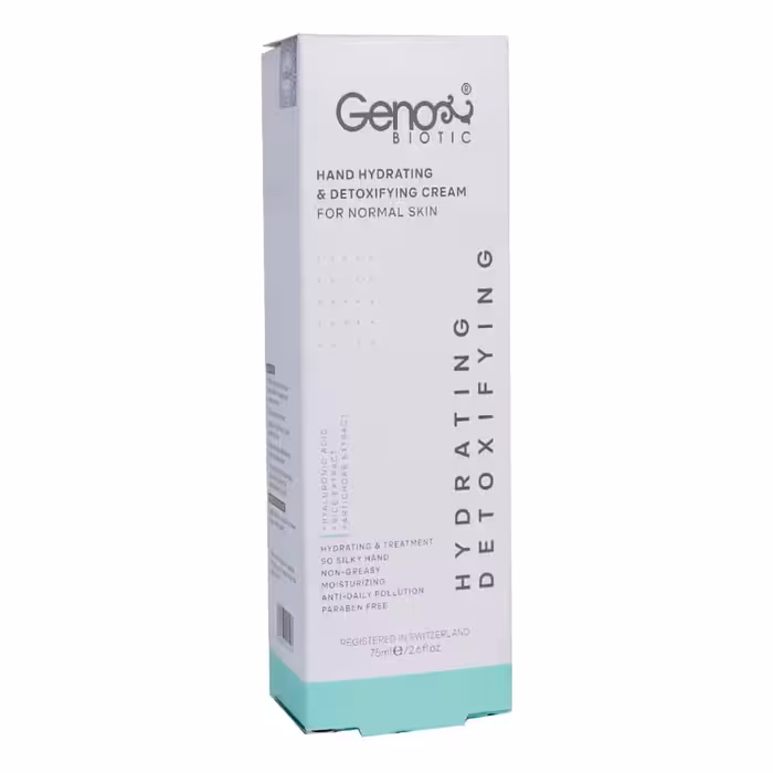 کرم رطوبت رسان و دتوکسیفای کننده دست مناسب پوست نرمال و چرب حجم 75 میلی لیتر ژنوبایوتیک