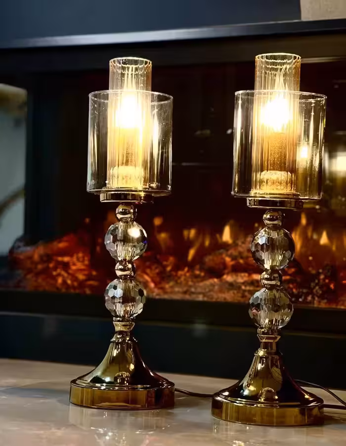 ست شمعدان لوکس دودی کریستالی مدرن