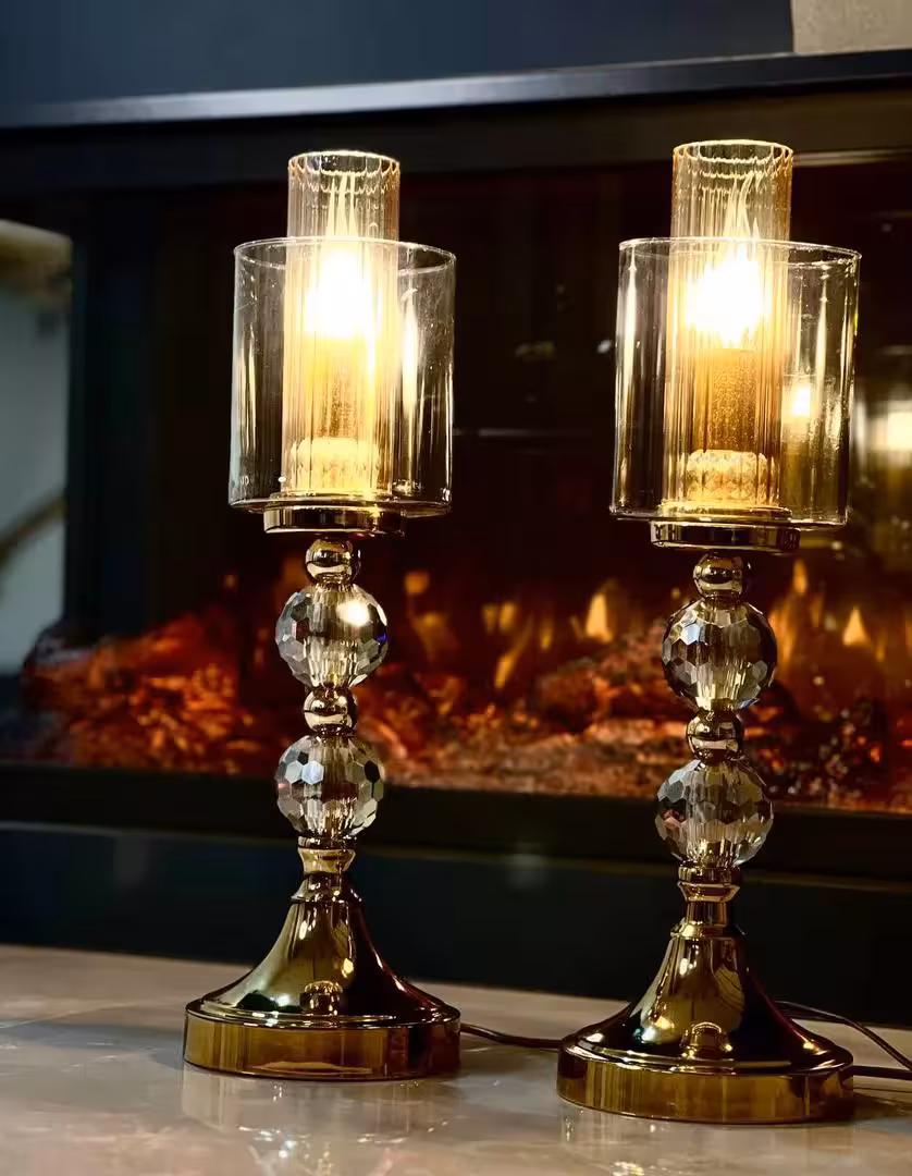 ست شمعدان لوکس دودی کریستالی مدرن