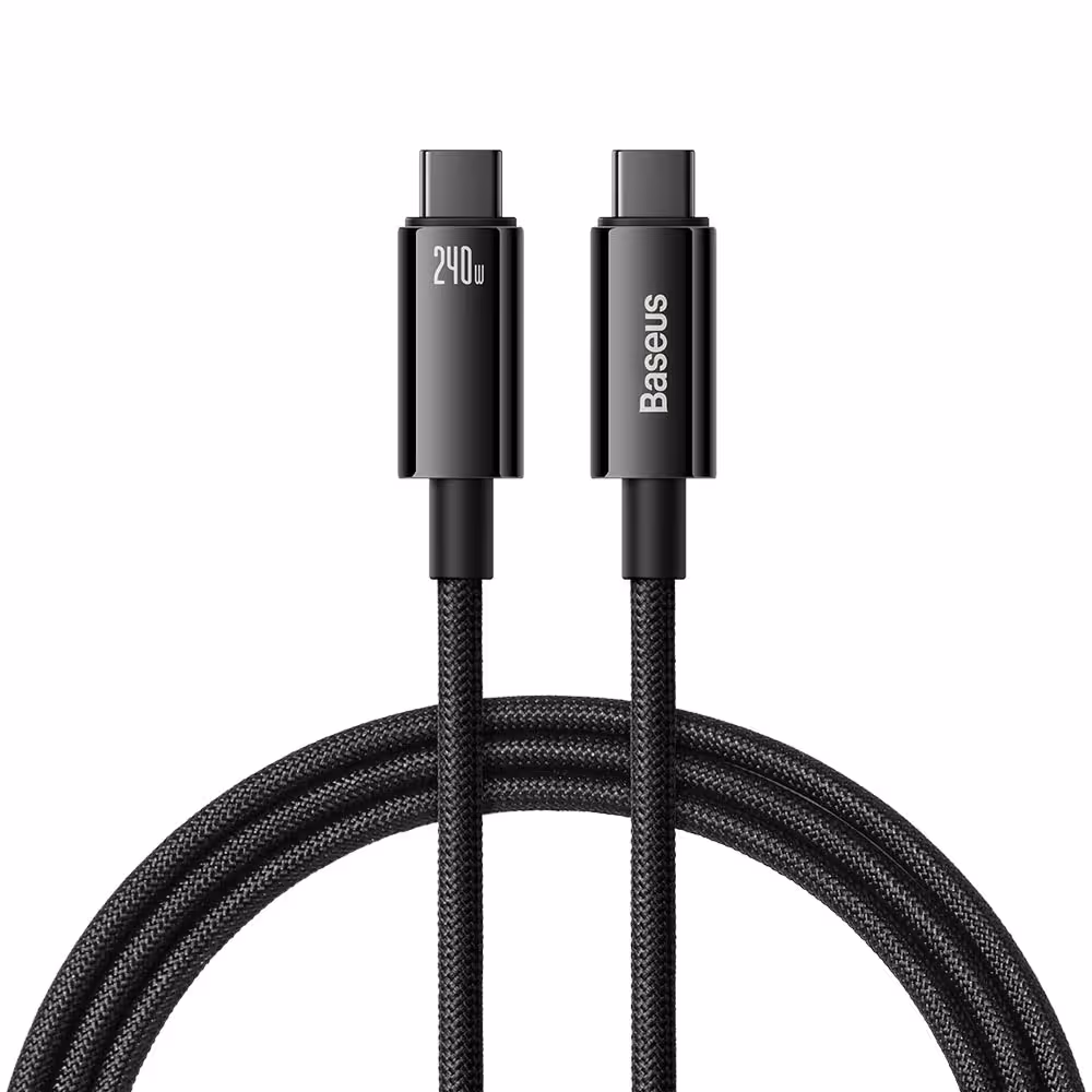 کابل شارژ USB-C به USB-C بیسوس مدل Tungsten Gold CAWJ040101 طول 2 متر توان 240 وات