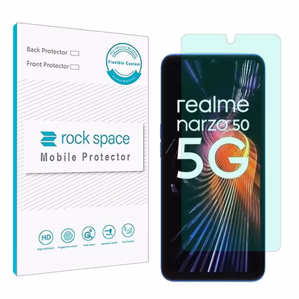 گلس ریلمی Narzo 50 5G مدل نانو هیدروژل گرین لایت برند راک اسپیس کد S