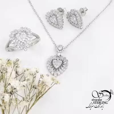 نیمست قلب جواهری عیار925 کد 18556