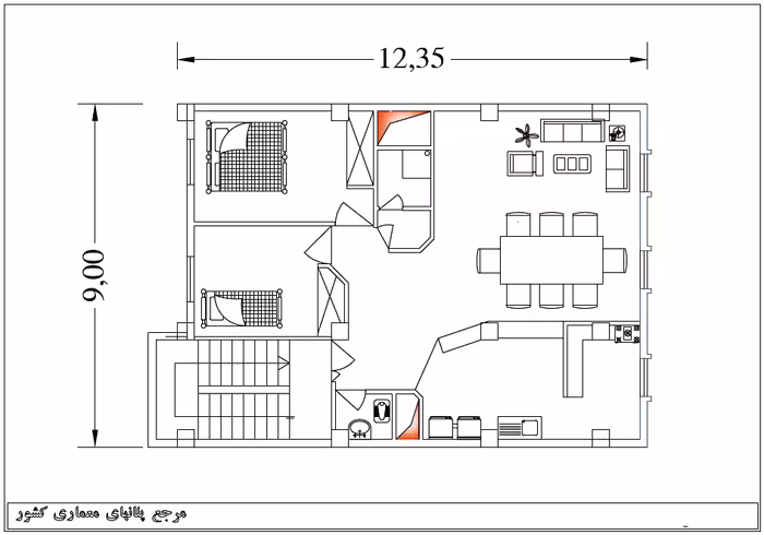خرید و دانلود نقشه خانه مسکونی 9*12