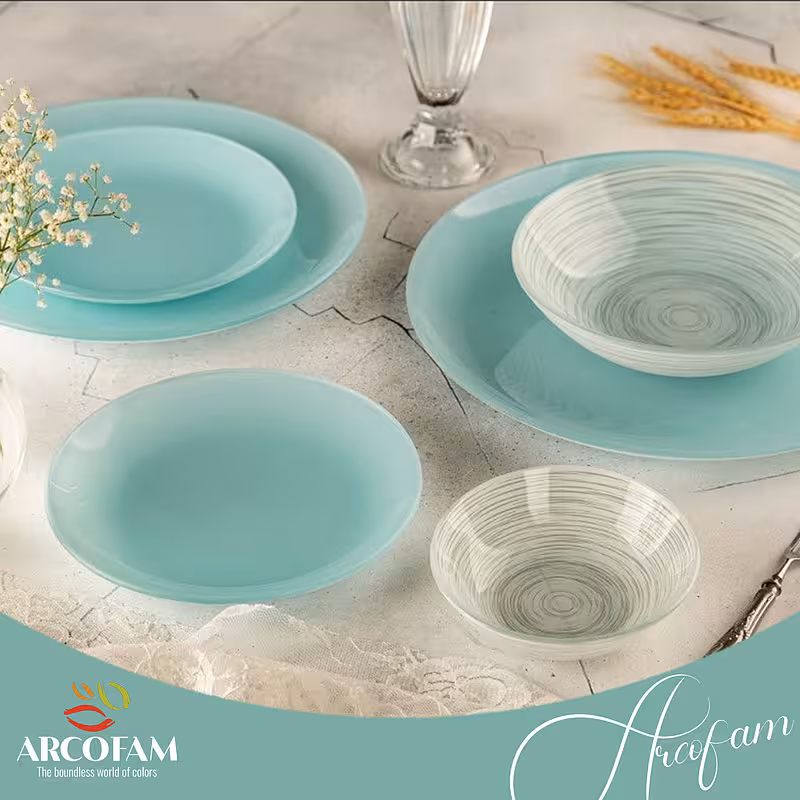 سرویس 6 نفره 25 پارچه ترکیبی رنگ ابی آسمانی