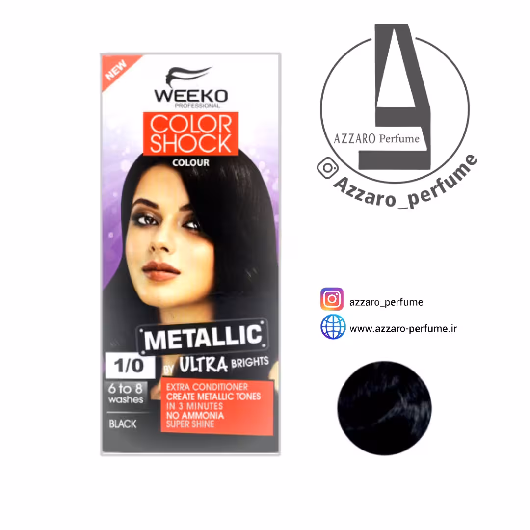 کیت رنگ مو ویکو رنگ مشکی مدل color shock شماره 1/0 حجم 80 میل