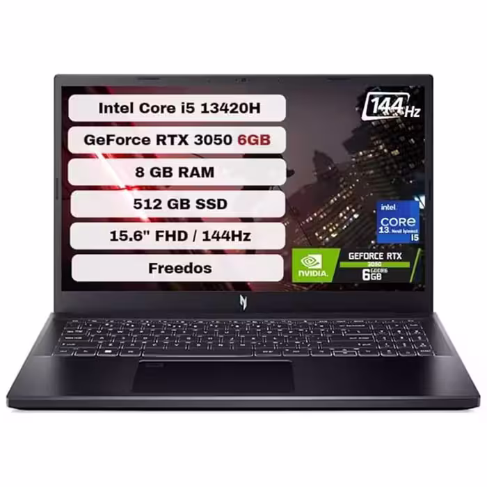 لپ تاپ ایسر 15.6 اینچی مدل Acer Nitro V 15 ANV15-51-59CJ Core i5 13420H 24GB 512GB SSD 6G RTX3050 (کاستوم شده)
