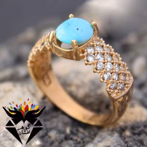 انگشتر طلاروس فیروزه نیشابوری اصل طرح پرنس کد R_2486