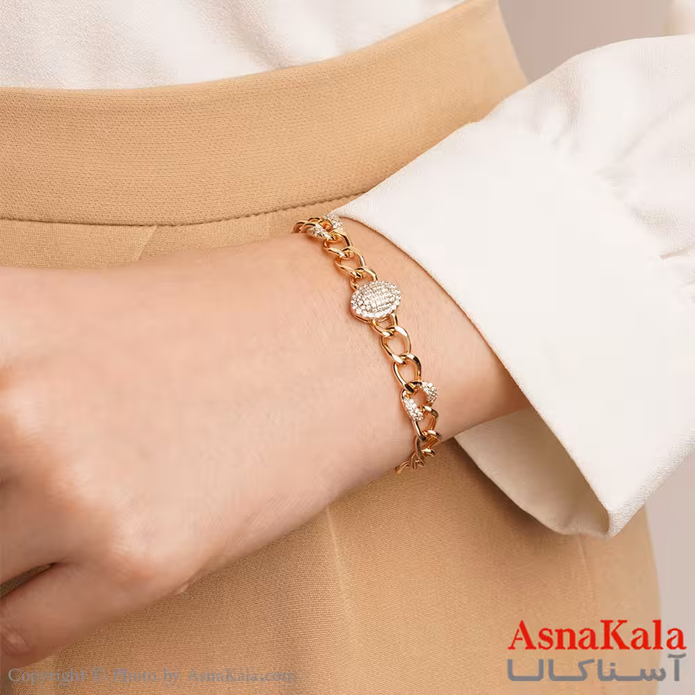 دستبند شوپینگ مدل کارتیه نگیندار کد DSB18198W