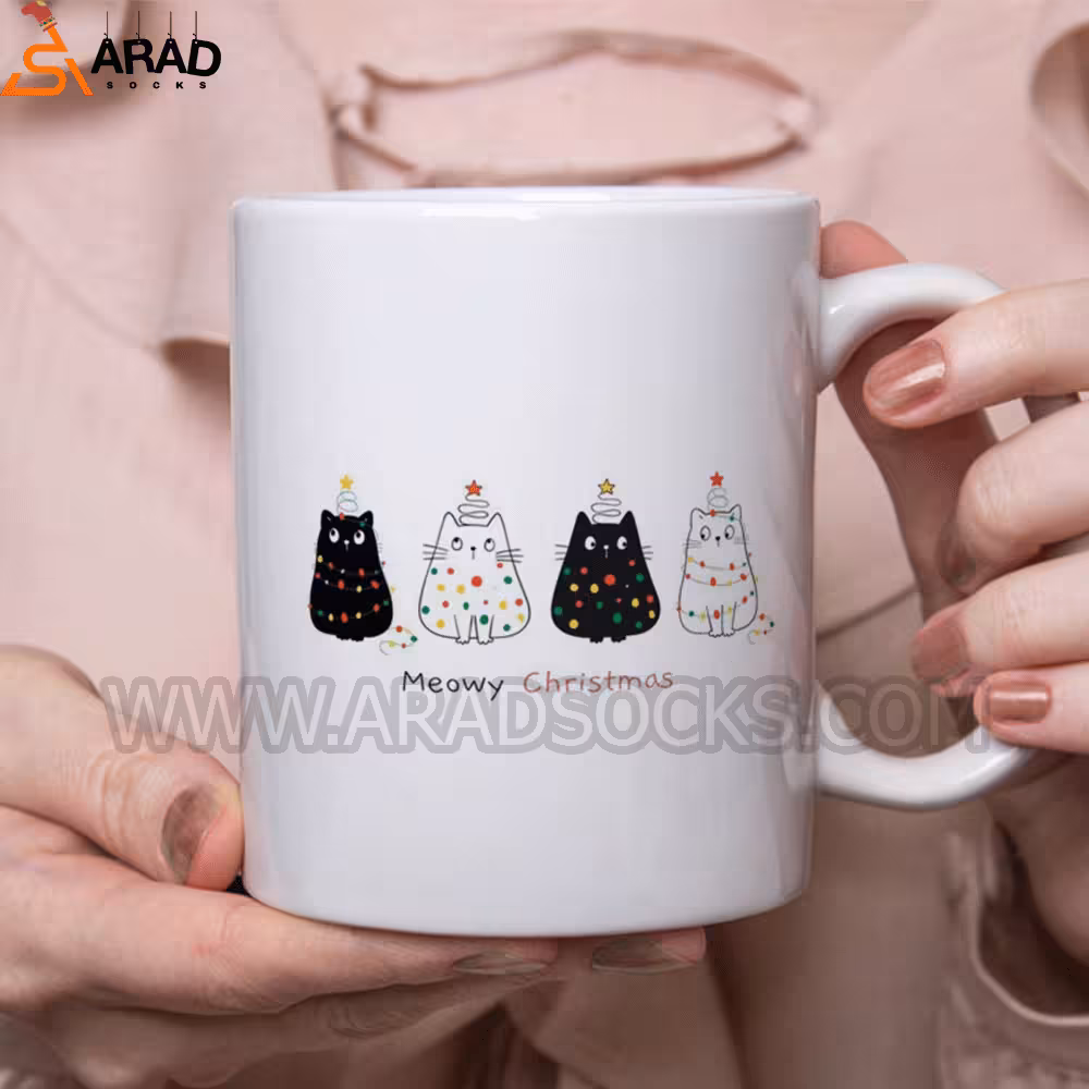 ماگ سرامیکی طرح گربه کریسمسی