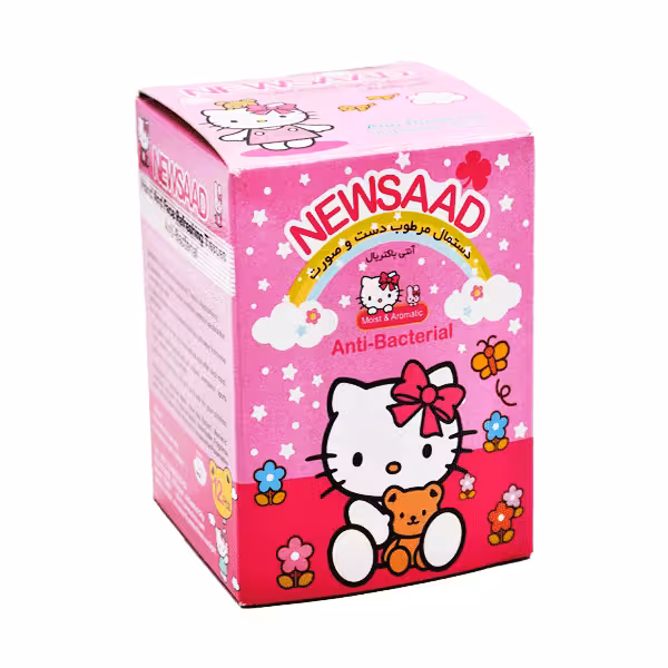 دستمال مرطوب آنتی باکتریال دست و صورت نیوساد مدل دخترانه (بسته 12 عددی)
