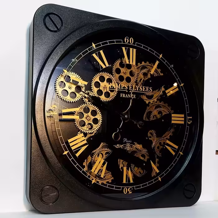 ساعت دیواری مربع چرخ دنده متحرک کد w78 عالیجناب | amazonchi