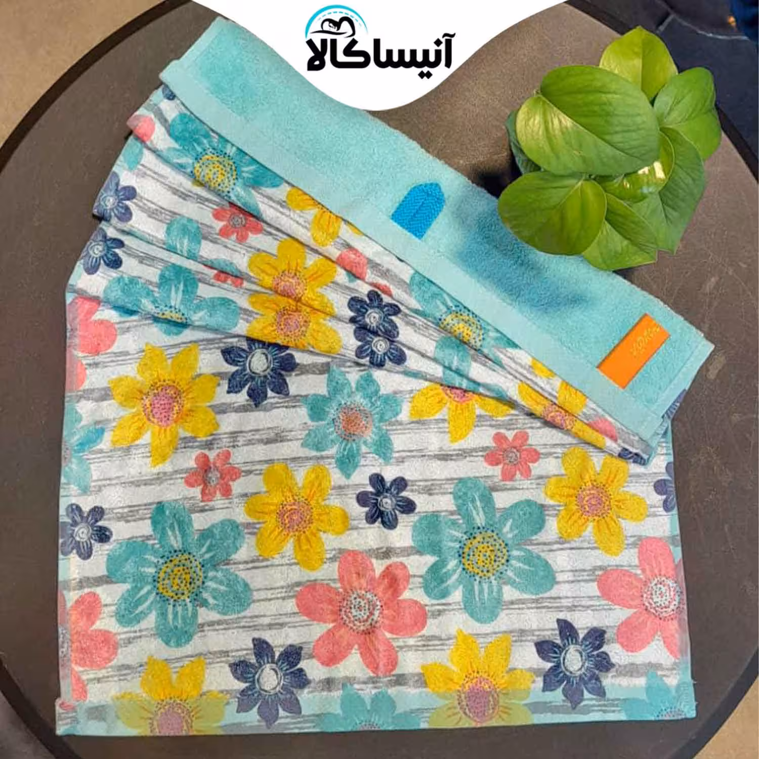حوله دستی برق لامع مدل جونیور طرح گل گلی