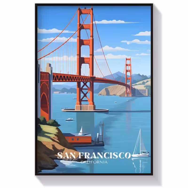 تابلو دیواری شهر سانفرانسیسکو طرح گرافیکی