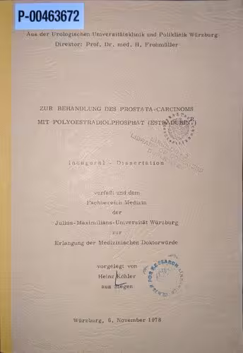 خرید و دانلود نسخه کامل کتاب Zur Behandlung des Prostata-Carcinoms mit Polyoestradiolphosphat (EstradurinR)
