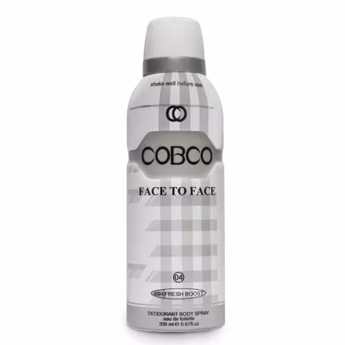 اسپری بدن زنانه 48 ساعته کوبکو COBCO شماره 04 مدل FACE TO FACE رایحه باربری دبیت