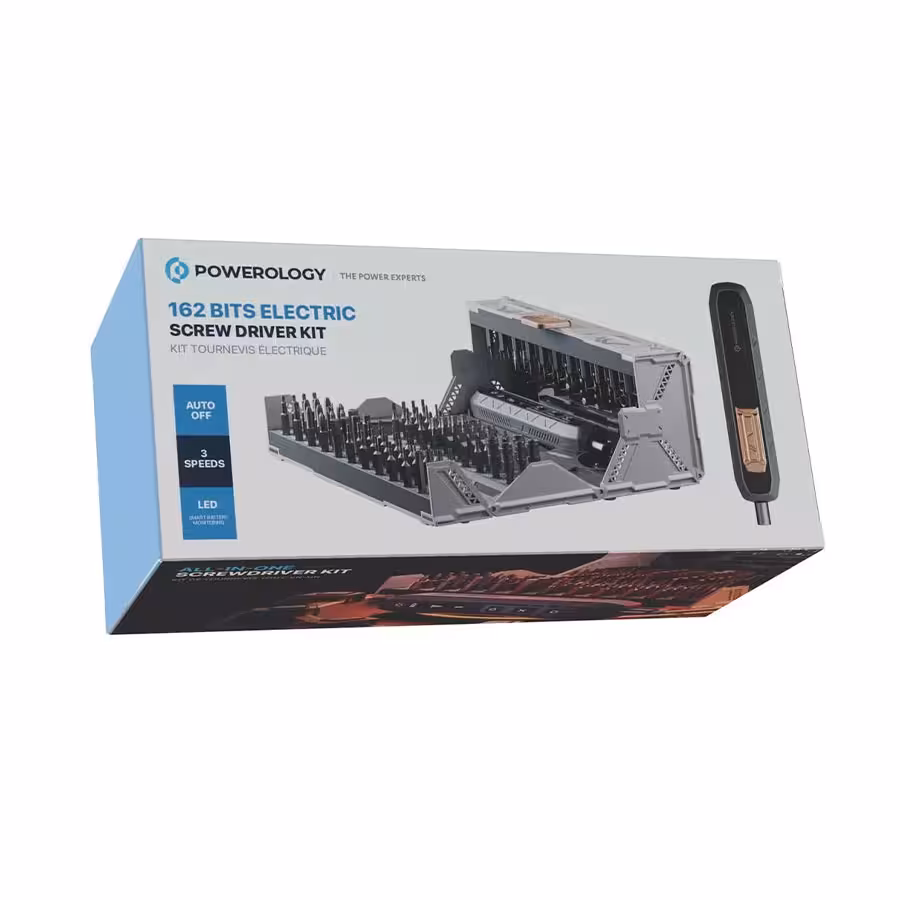 ست پیچ گوشتی شارژی 162 سری پاورولوژی Powerology 162 Bits Electric Screwdriver Kit Portable P180N1ESBK