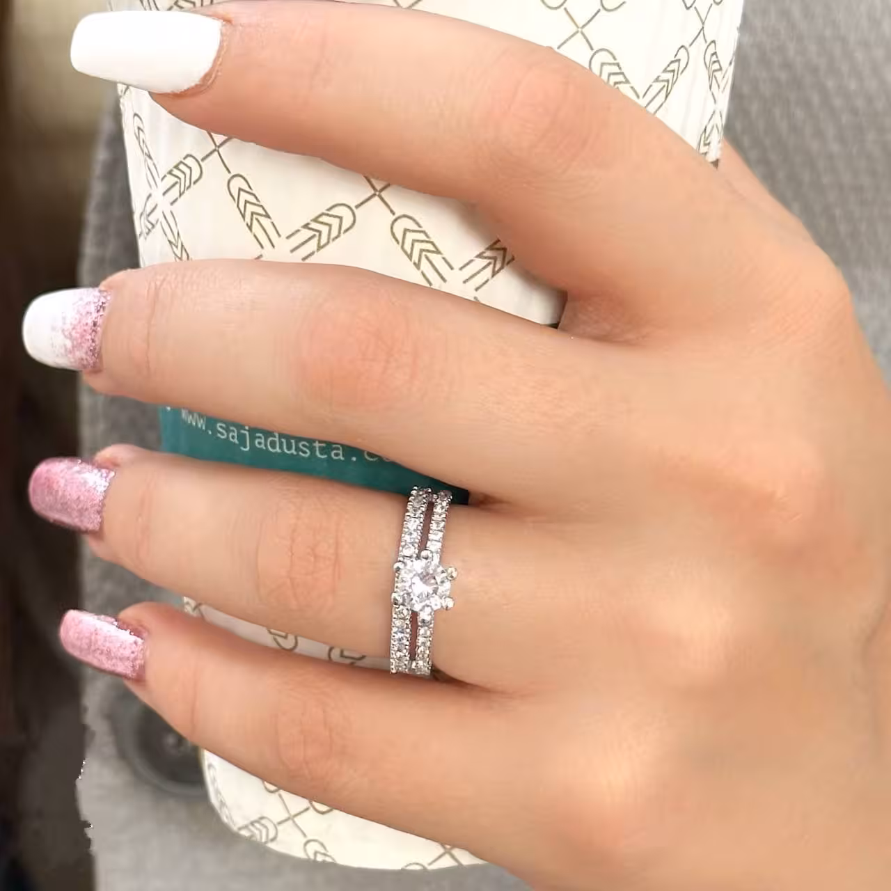 حلقه و پشت حلقه ای نقره زنانه کد 10190