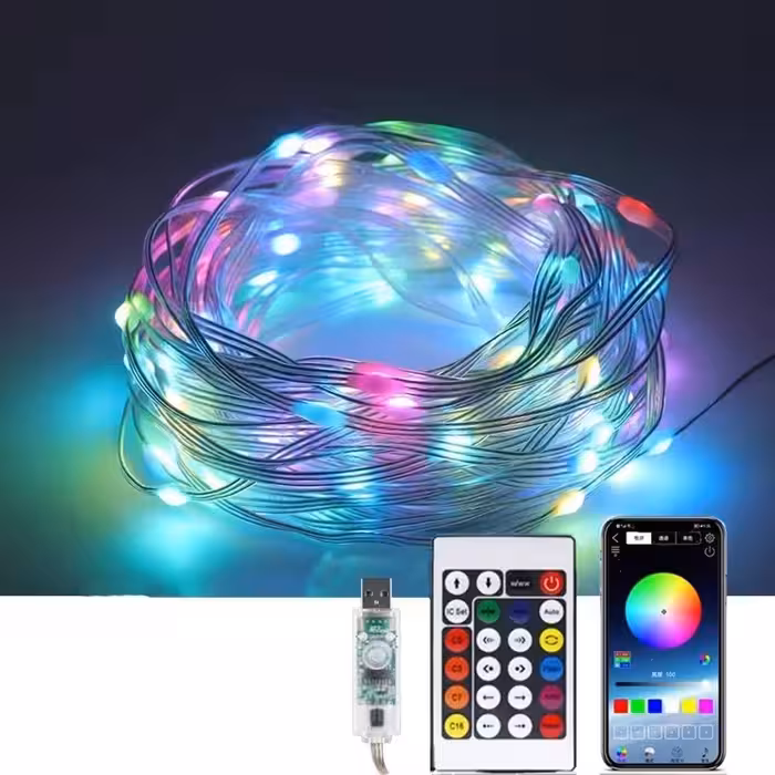 ریسه هوشمند 10متری حساس بصدای صوت و موزیک با اپلیکیشن موبایل و کنترل راه دور