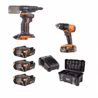 کیت دریل چکشی 18 ولت شارژی به همراه پرچ کن 18 ولت شارژی AEG مدل BSB18G4-203TB LK3  BNZ18-0