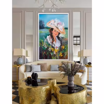 تابلو نقاشی رنگ روغن طرح دختر رویایی کد 119