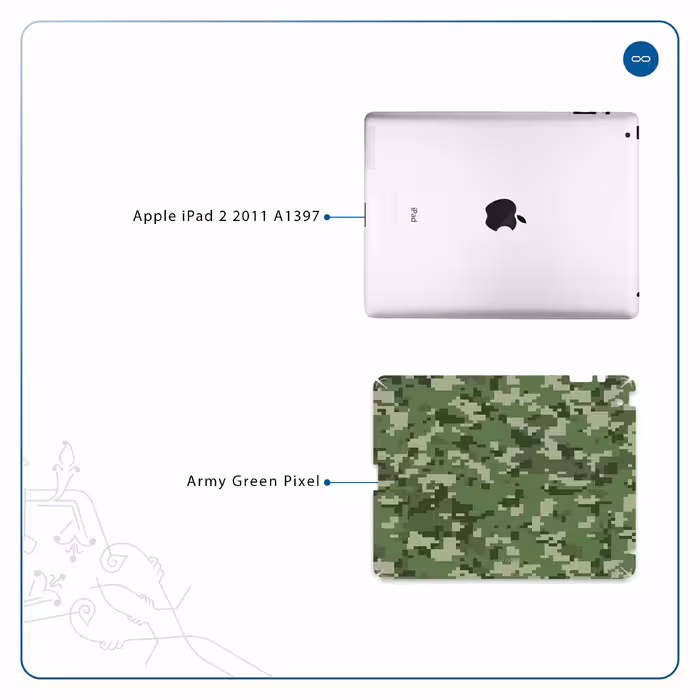 برچسب پوششی ماهوت مدل Army-Green-Pixel مناسب برای تبلت اپل iPad 2 2011 A1397