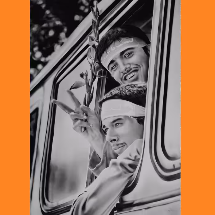 نقاشی سیاه قلم طرح دیدارآخر کد 140103