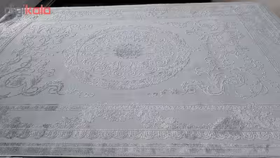 فرش ماشینی زمرد مشهد کد DI14 زمینه سبز آبی