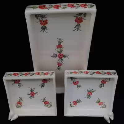 شیرینی خوری سرامیکی هیوا طرح میخک کد 10919032 مجموعه 3عددی