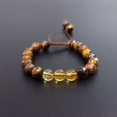 دستبند ناماسته مدل  سیترین و چشم ببر زنبوری کد 20