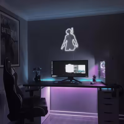 چراغ دیواری نئون دیزاین طرح Pubg-GL_WHT