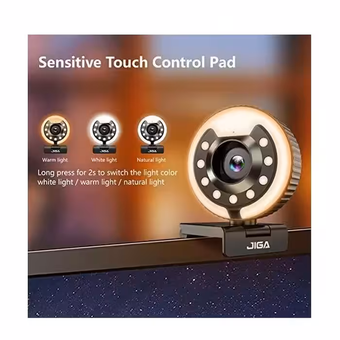 وب کم جیگا مدل Streaming with 3 Adjustable Ring Light