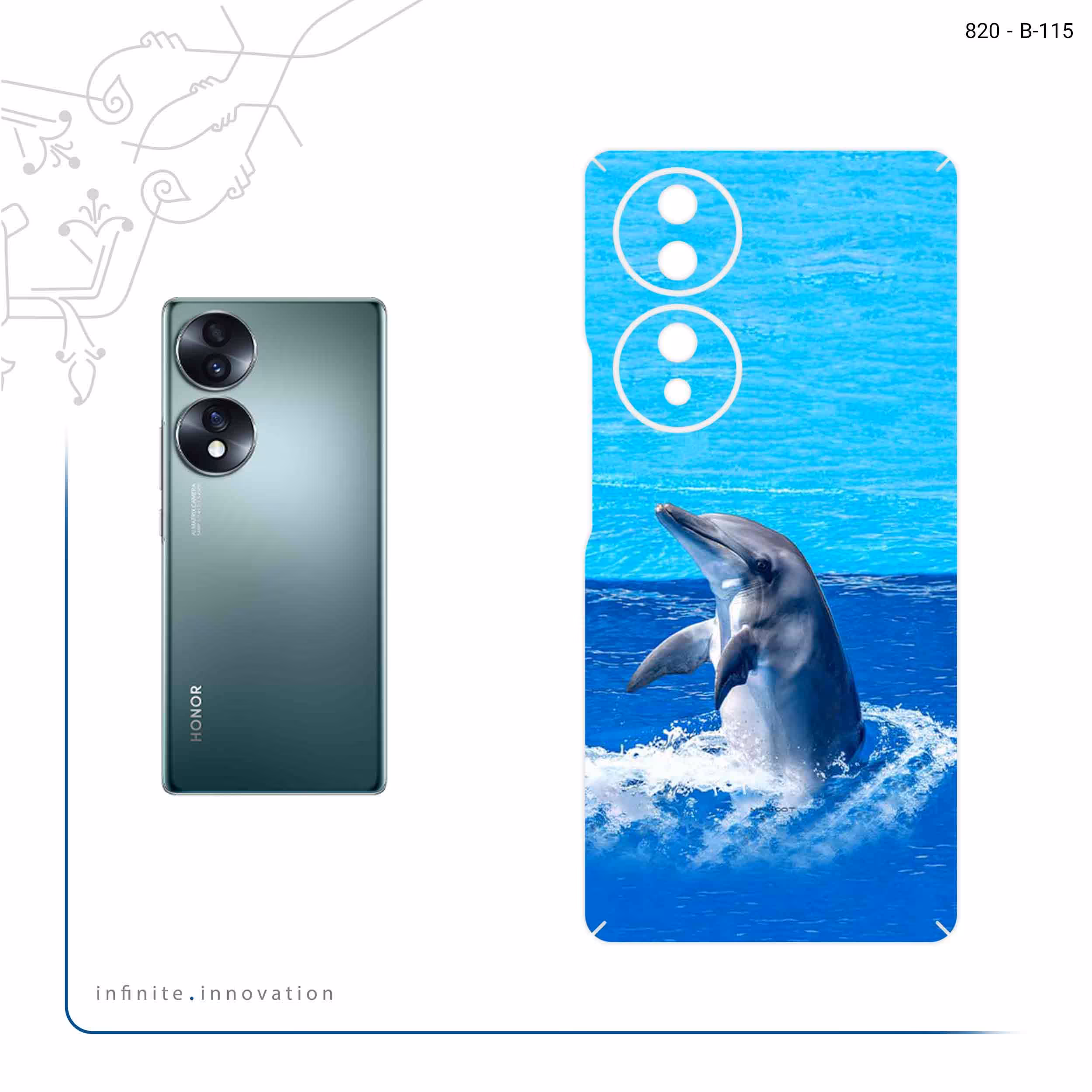 برچسب پوششی ماهوت مدل Dolphin مناسب برای گوشی موبایل آنر 70