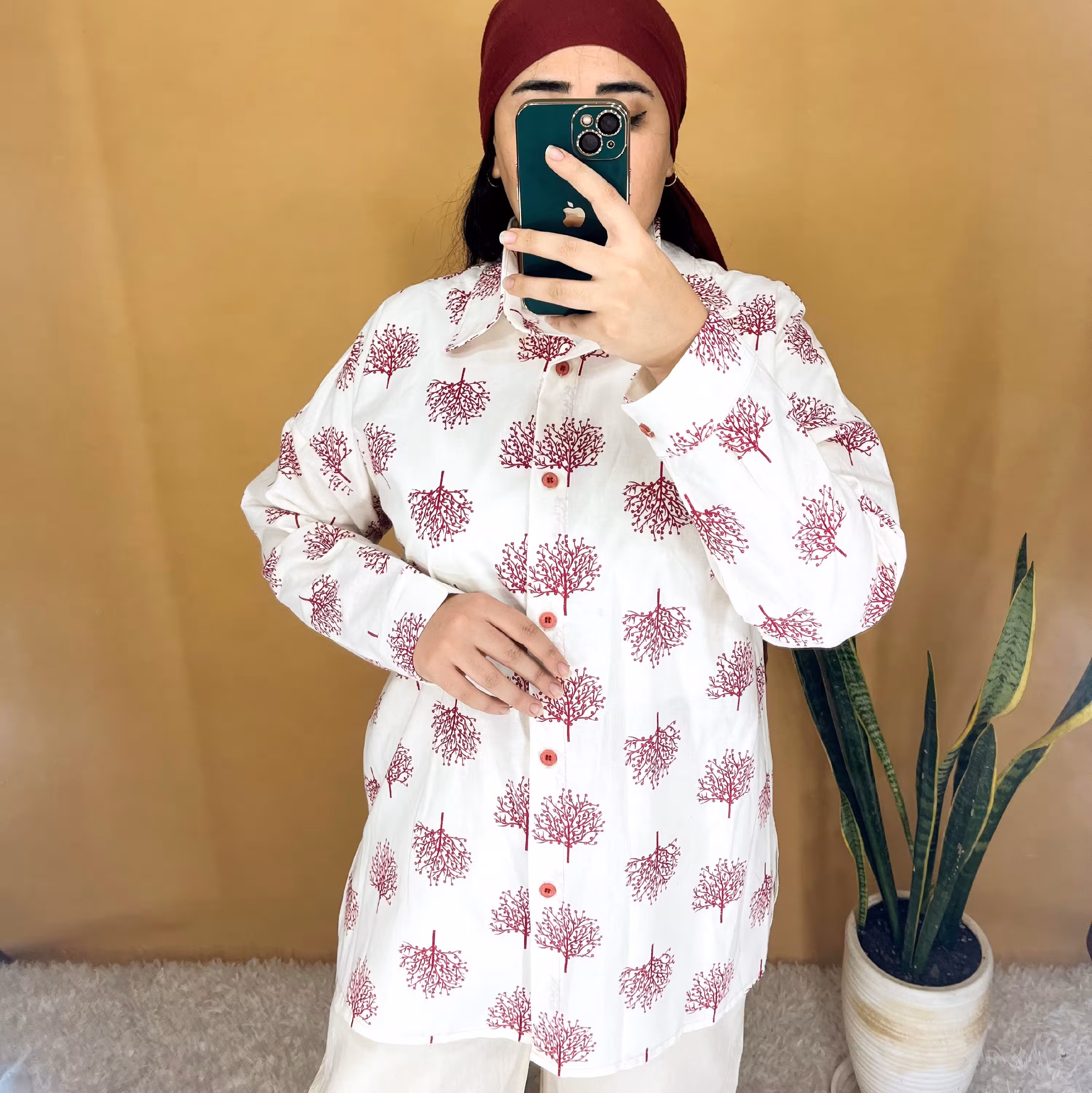 شومیز مانتویی طرح برگ