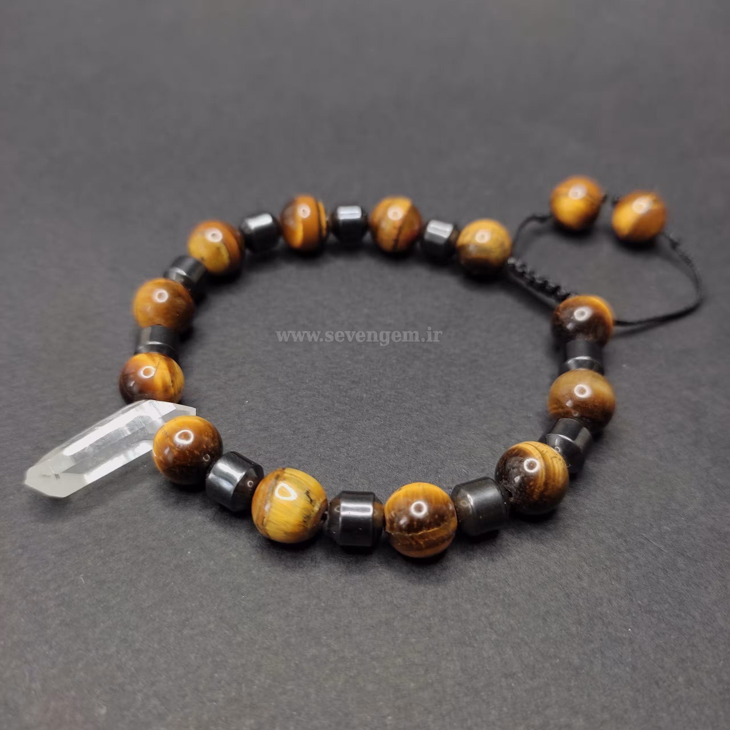 دستبند میکس چشم ببر و کریستال کوآرتز(کد96)