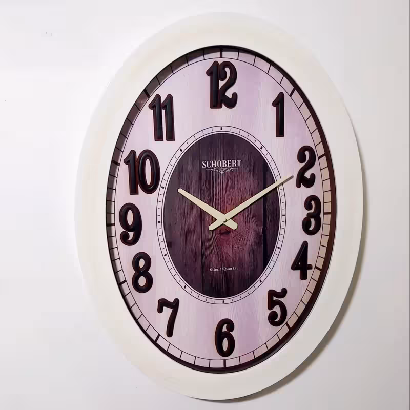 ساعت دیواری چوبی بیضی برند شوبرت | amazonchi