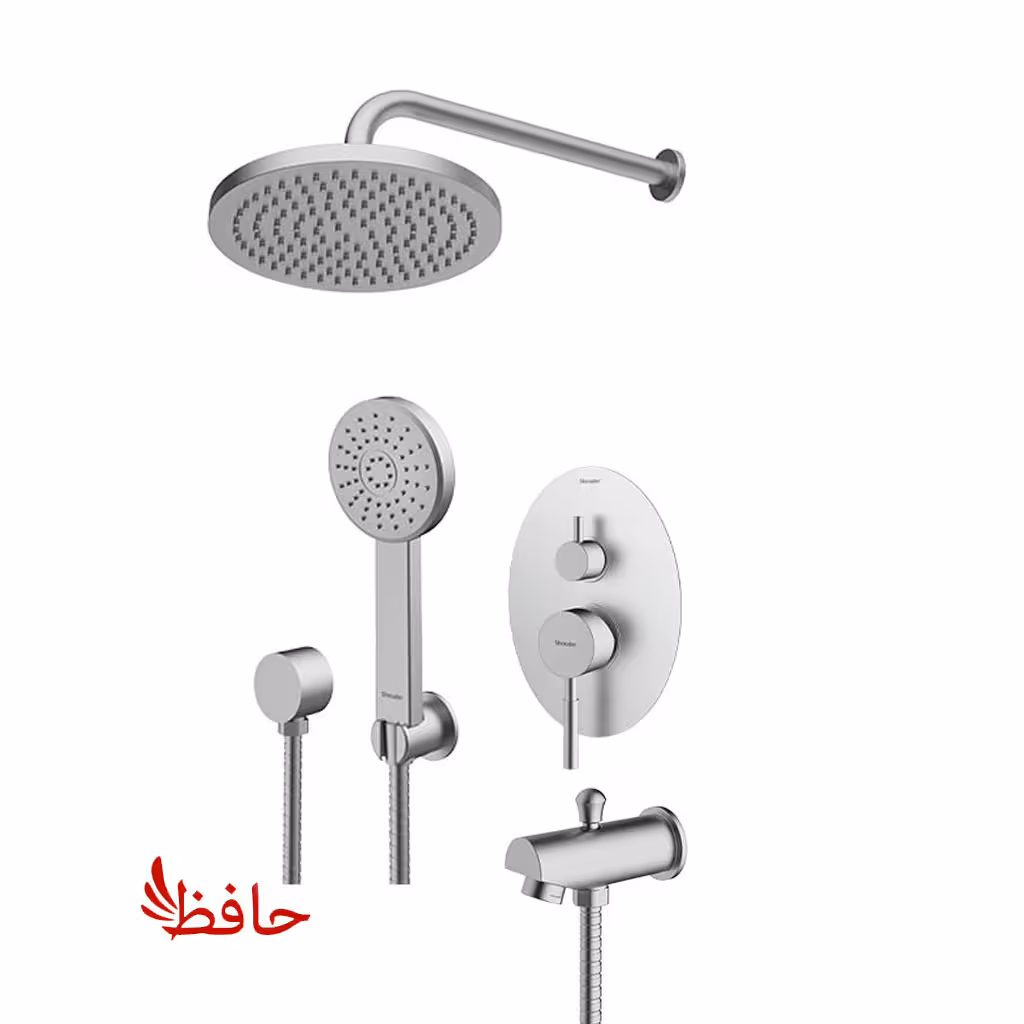 شیر حمام توکار شودر مدل روگن کروم مات تیپ 4