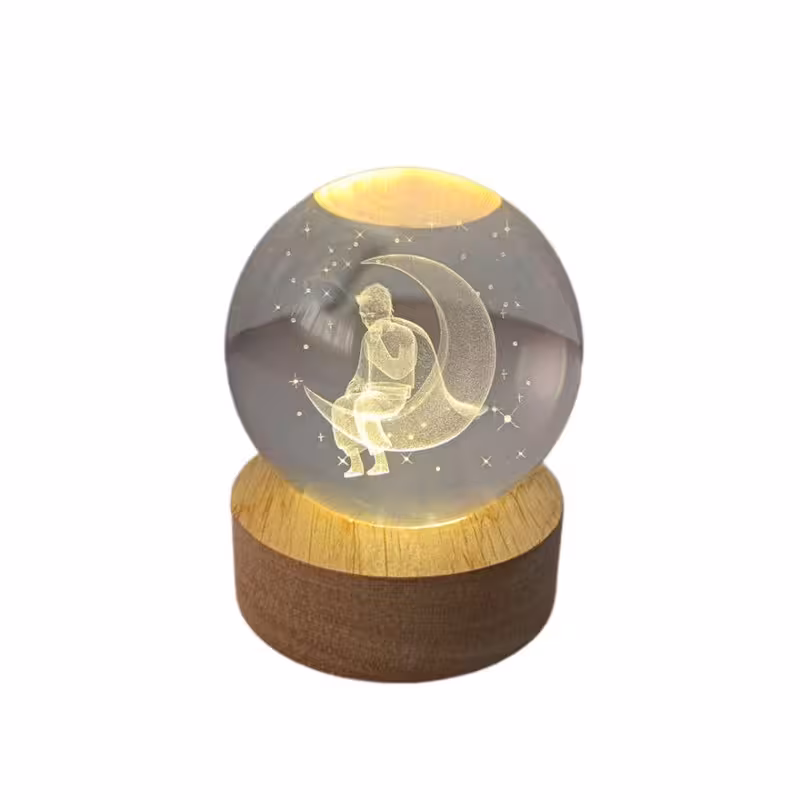 چراغ خواب مدل گوی کریستال طرح شازده کوچولو و ماه