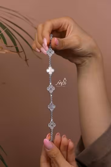 💍دستبند جواهري ونکلیف لاکچری خاص و زیبا ، نقره عیار 925 (D_7210)