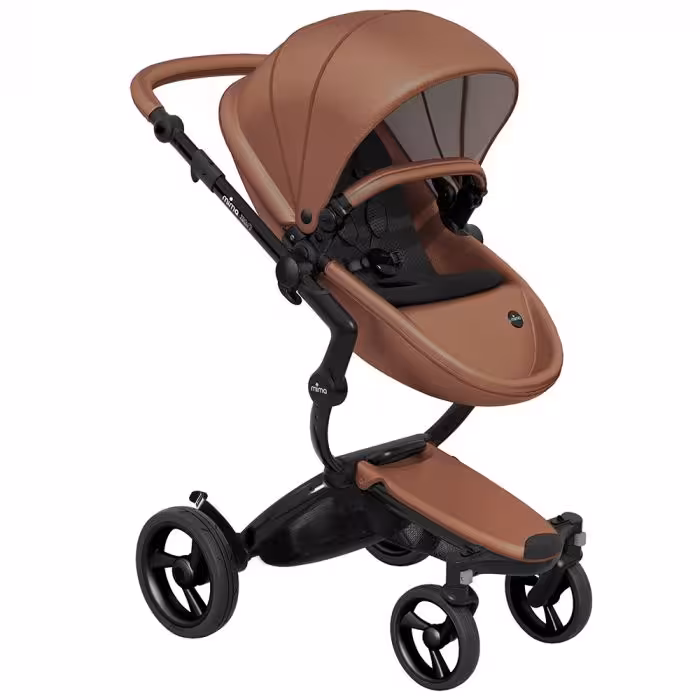 کالسکه کریر میما زاری جدید رنگ مارون ( شتری )بدنه مشکی    mima xari