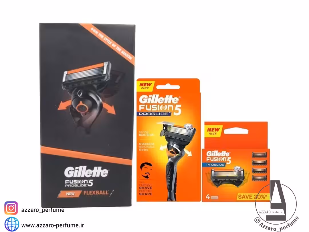 خود تراش ژیلت مدل FUSION 5 PROGLIDE FLEXBALL به همراه تیغ یدک بسته 4 عددی