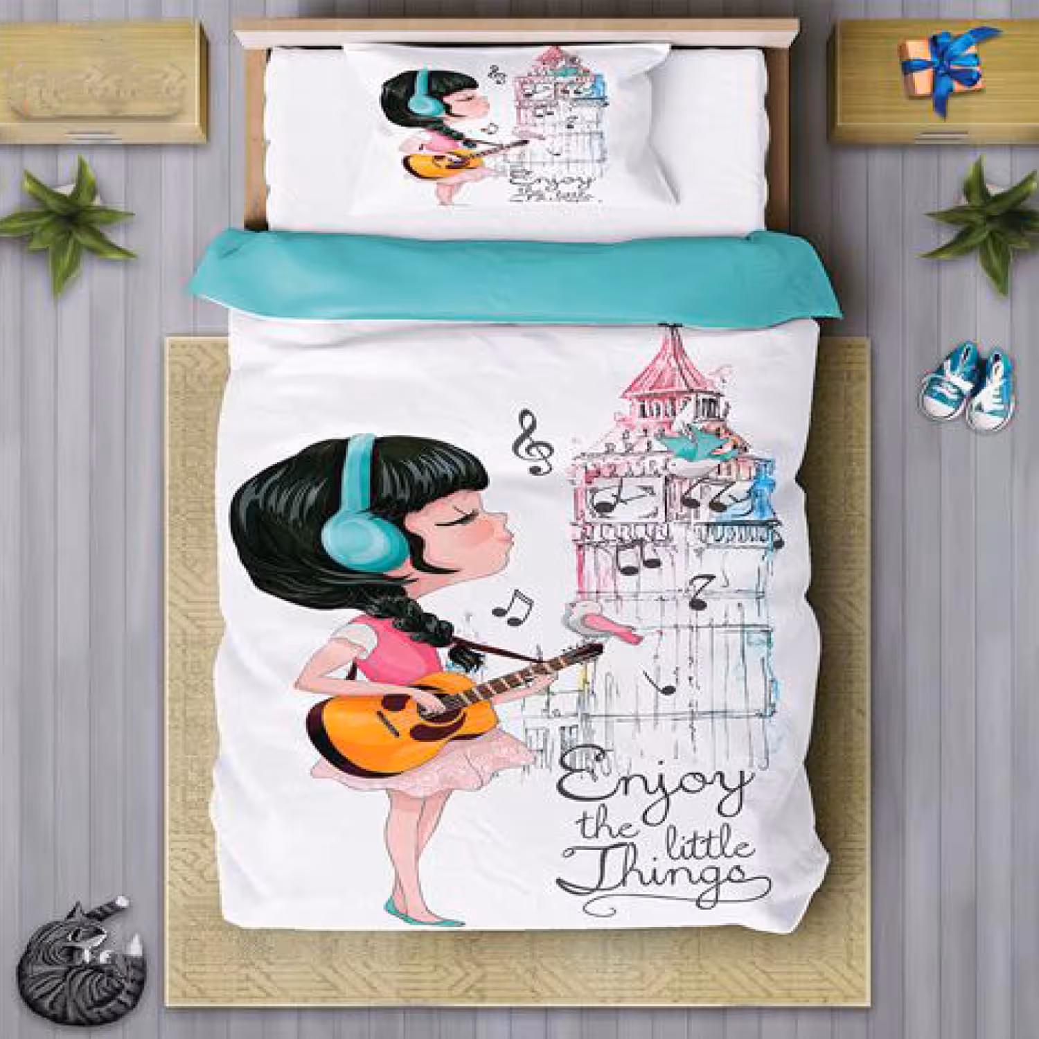 سرویس روتختی دخترانه چیداری مدل 7126 یک نفره چهار تکه