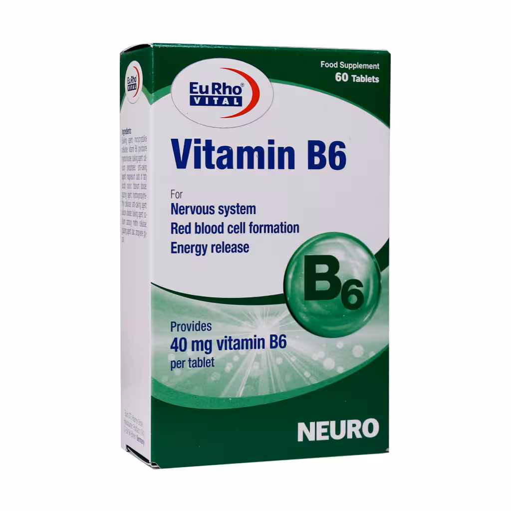 قرص ویتامین B6 یوروویتال 60 عدد EURHO VITAL VITAMIN B6 60 TABLETS