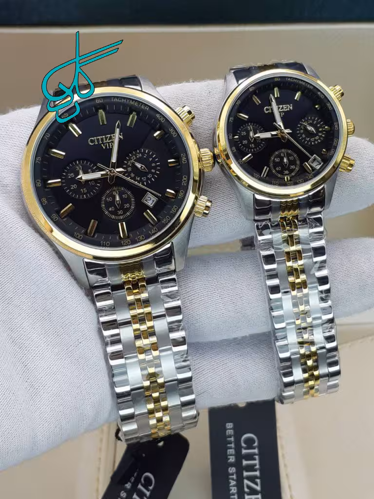 خرید ست ساعت زنانه و مردانه ستیزن سه موتوره فعال موتور ژاپن کیفیت عالی جنس استیل رنگ ثابت کد 2115525 - ردگل