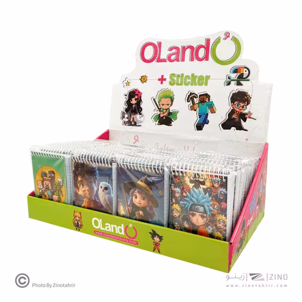 دفتر یادداشت 80 برگ فنری 12*8 با استیکر سری هیرو الند رگلام 48 عددی کد HR80-0812