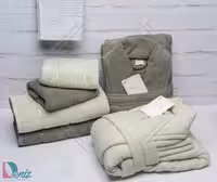 حوله ست دو نفره طرح ماکرو رنگ سدری و کاهویی