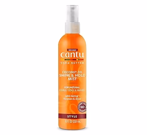 اسپری فیکس و درخشان کننده مو های فر کنتو Cantu حاوی روغن نارگیل و شی باتر حجم 236 میل